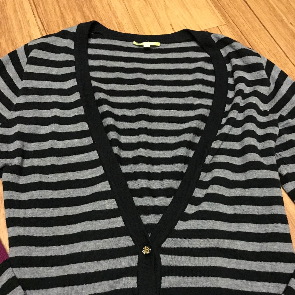 Gianni Bini Grey & Purple Striped Cardigan Sweater - Picture 5 of 8